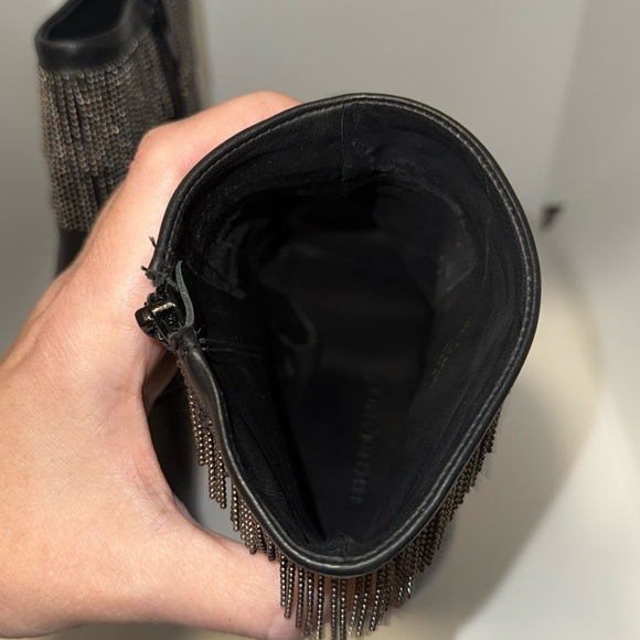 Bernardo Honour Ankle Boot w Metal Fringe Black Leather Bootie Women’s 7.5 - Picture 9 of 14